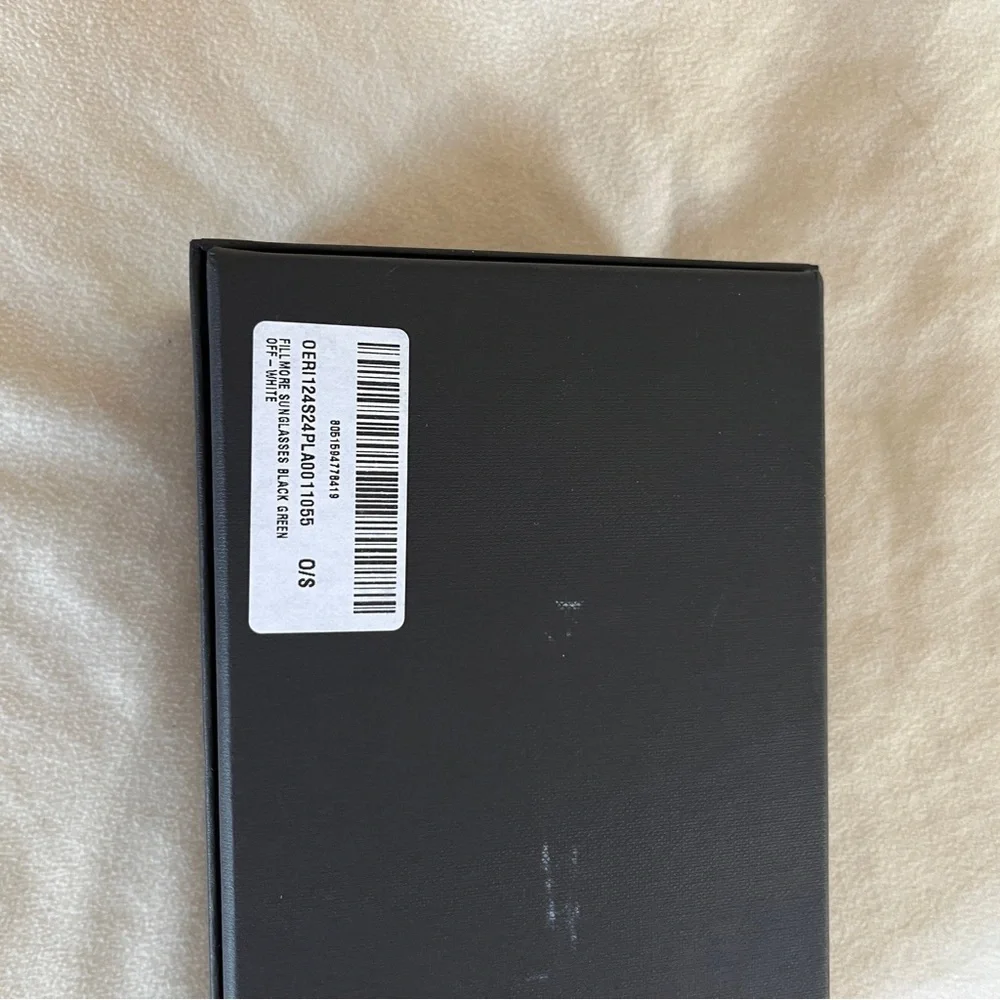 Off-White 49mm Fillmore Rectangle Sunglasses Black with Green Lenses NIB